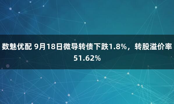 数魅优配 9月18日微导转债下跌1.8%，转股溢价率51.62%