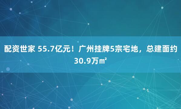配资世家 55.7亿元！广州挂牌5宗宅地，总建面约30.9万㎡